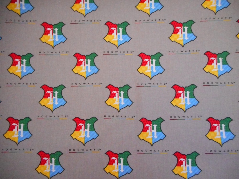 Camelot Fabric 5/8 Yard Hogwarts Crest Gray Wizarding World Cotton #N