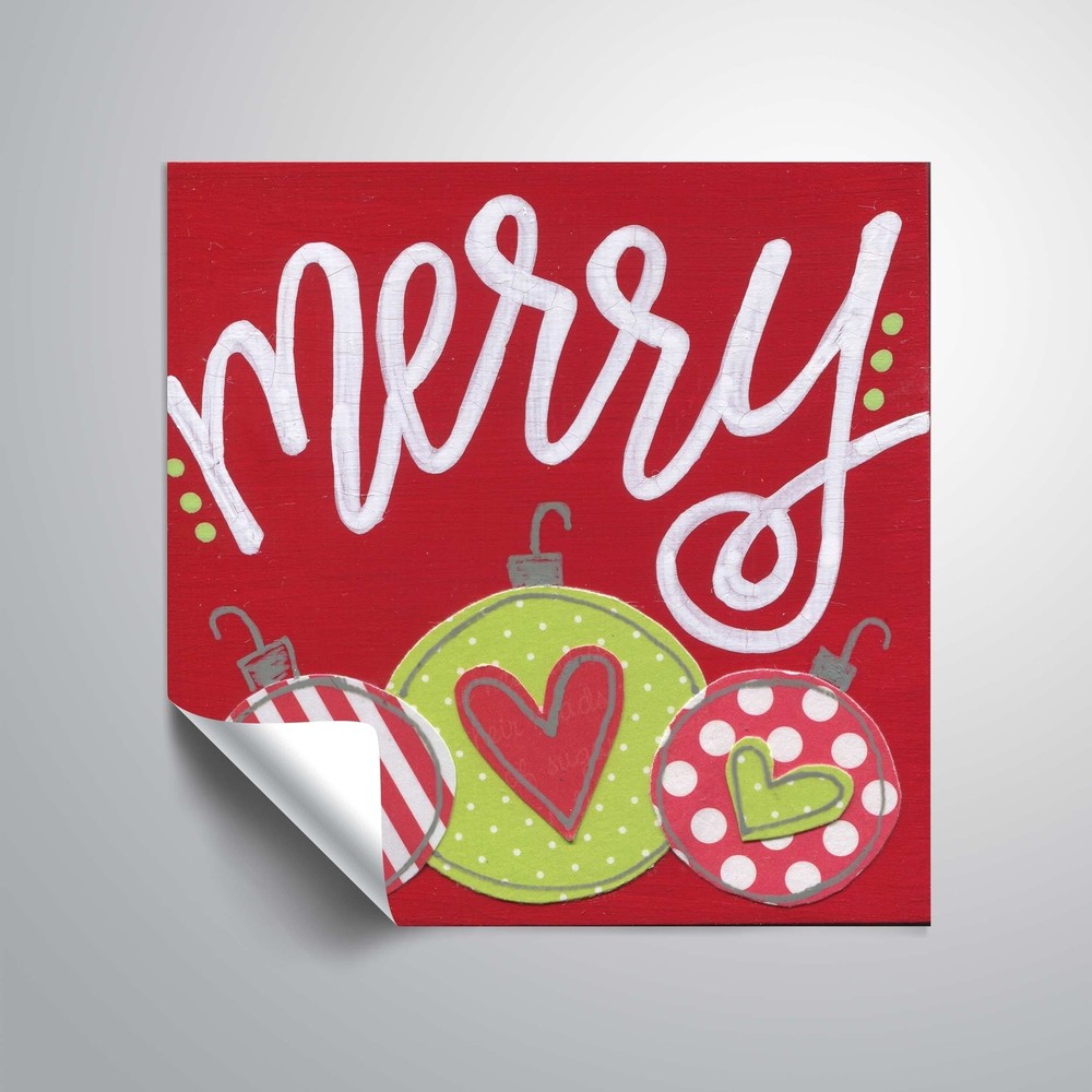 ArtWall Merry Red Ornaments Removable Wall Art Mural
