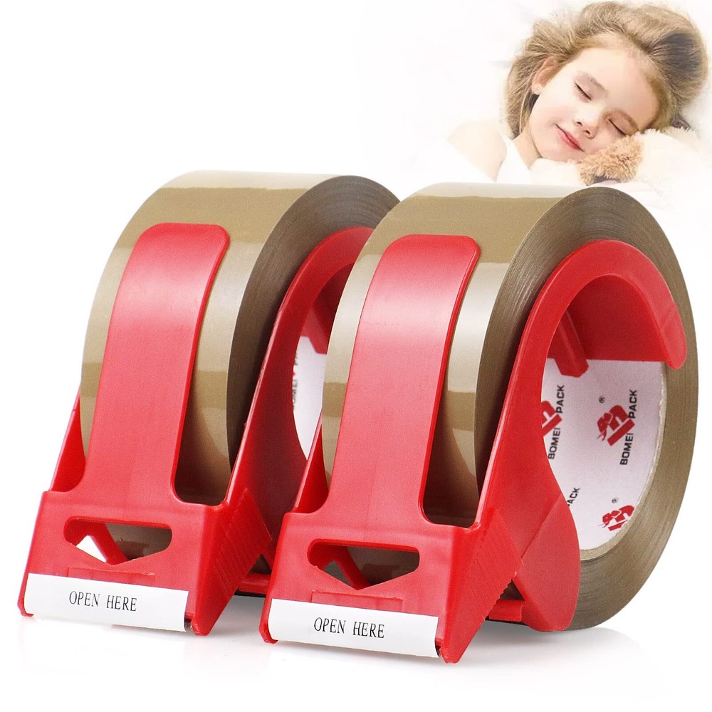 BOMEI PACK Brown Packing Tape No Noise, 2 Pack Quiet Packaging Tape Refill wi...