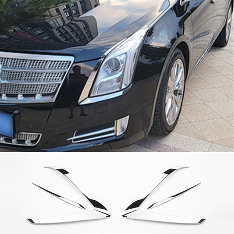 For Cadillac XTS 2013-2019 Chrome Steel Front Headlight Lamp Eyebrow Trim 2pcs