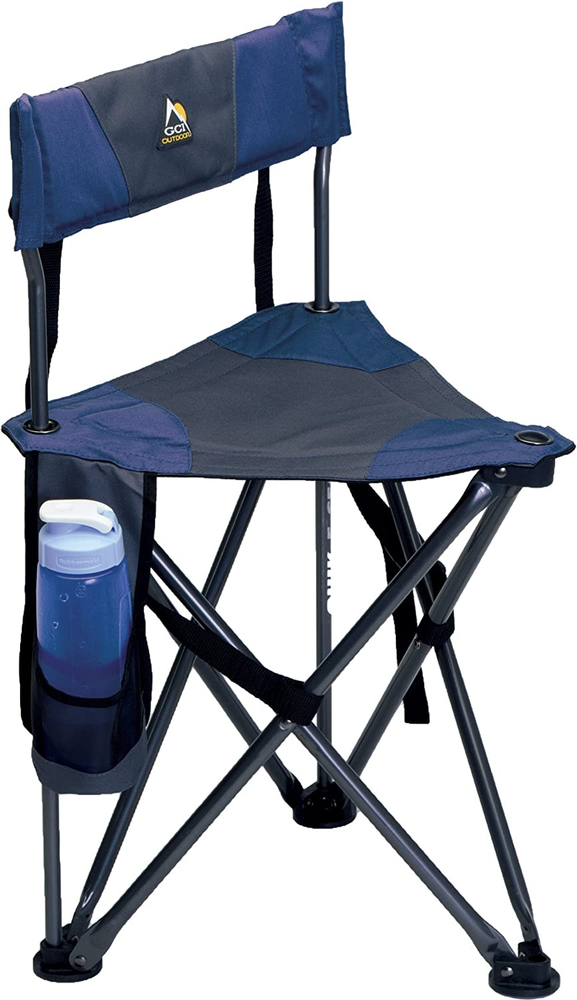 19014 Quick-E-Seat Folding Tripod Field Chair with Backrest, Midnight