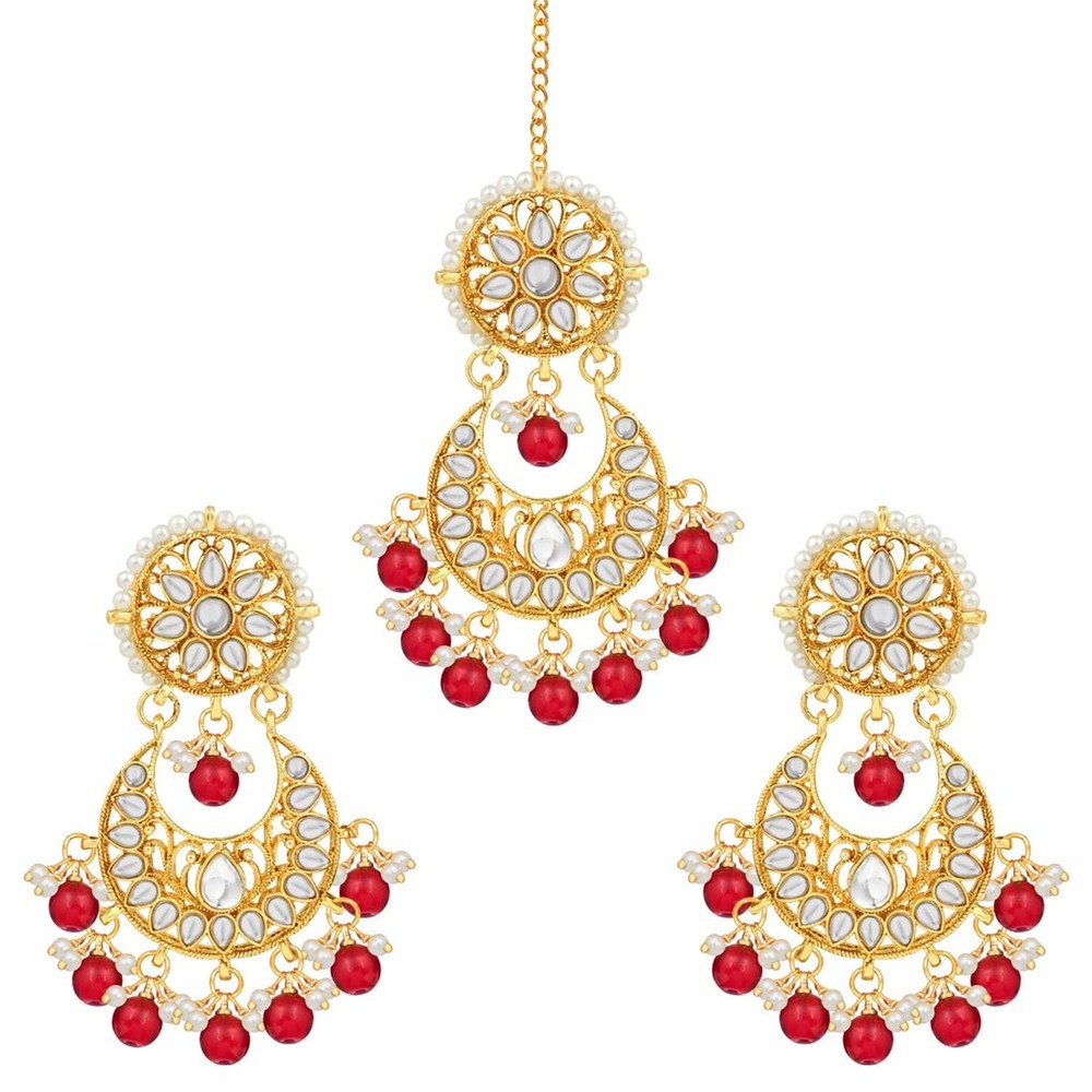 Aheli Kundan Pearl and Beads Bollywood Style Indian Traditional Ethic Earring...