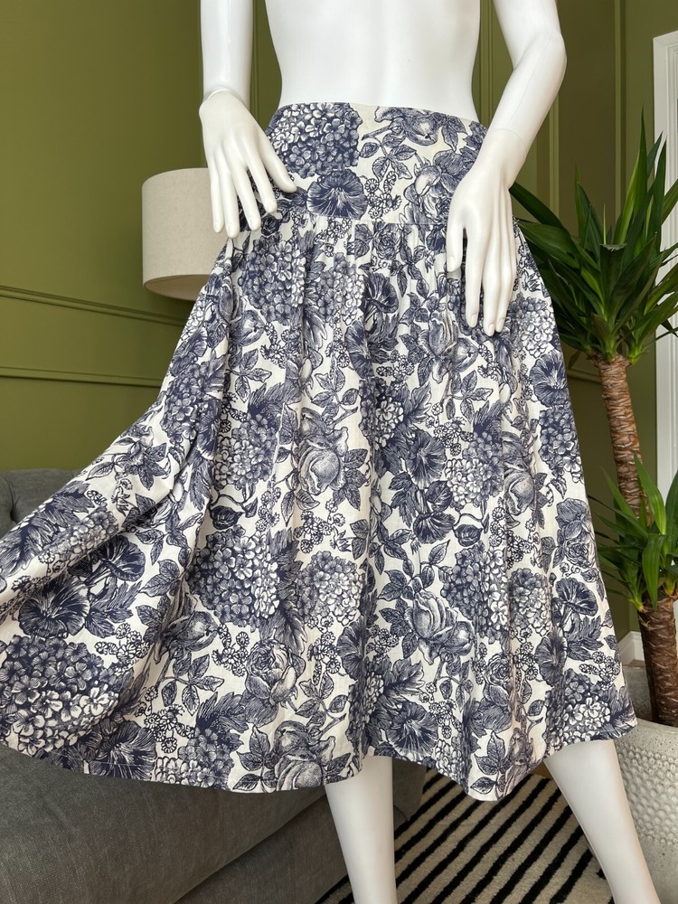 Laura Ashley Vintage Floral Cotton Skirt Size 12
