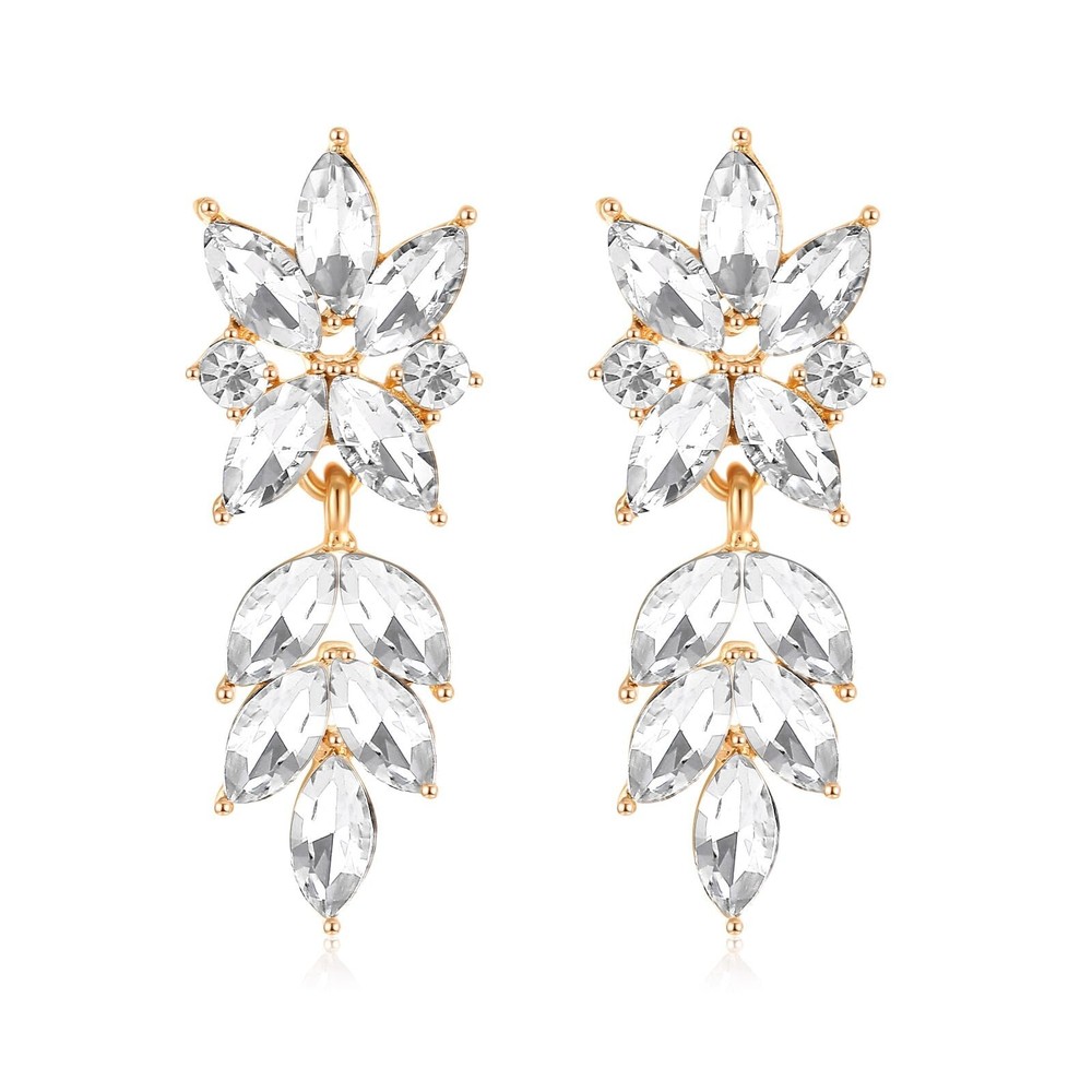 Sparkly Rhinestone Dangle Wedding Earrings for Brides and Bridesmaids