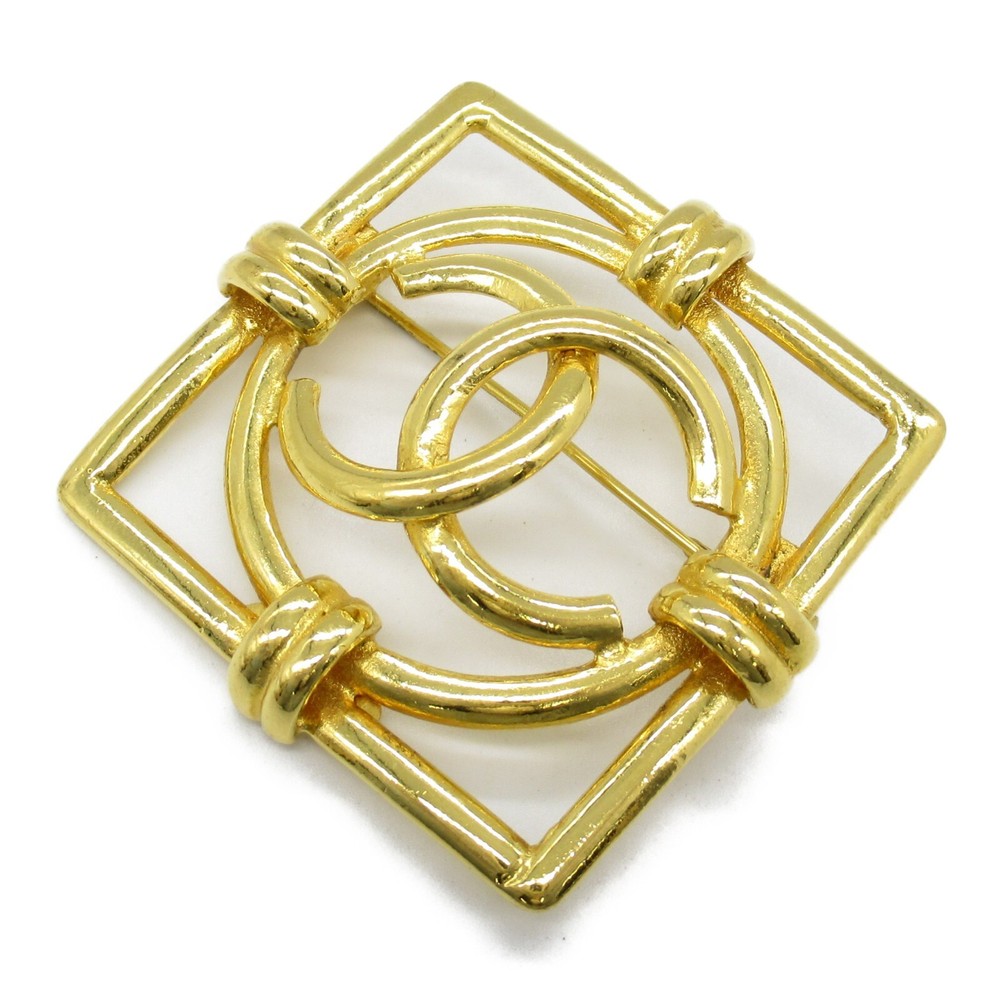Vintage CHANEL COCO Mark Gold-Plated Brooch Pin for Women