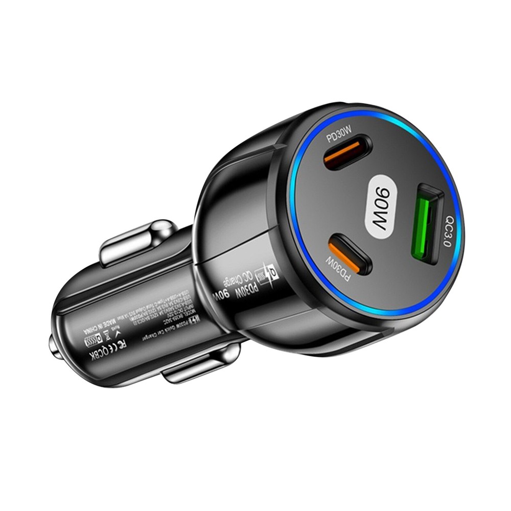 30W USB QC3.0 & PD Car Charger with 3 Ports 90W for Samsung