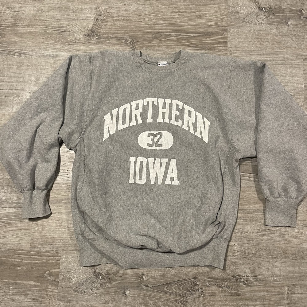 Vintage 80s 90s Northern Iowa Champion Reverse Weave Gray Sweatshirt Size 2XL
