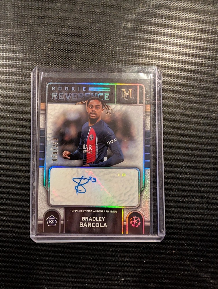 BRADLEY BARCOLA 2023-24 TOPPS MC UEFA AMETHYST ROOKIE REVERENCE AUTO /299 PSG