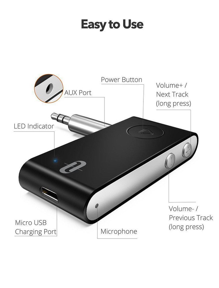 Wireless Bluetooth Receiver 3.5mm AUX Audio Stereo Music Home Car Adapter US