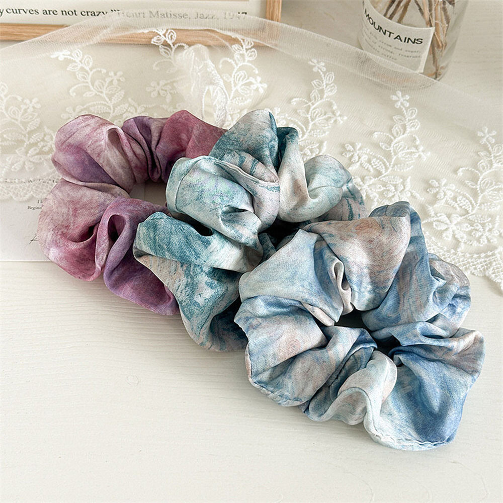 Large Size Tie Dye Glossy Elastic Hair Bands for Women and Girls