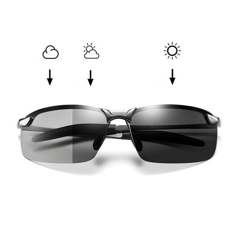 New Men's Photochromic Polarized Driving Sunglasses with Color-Changing Lenses