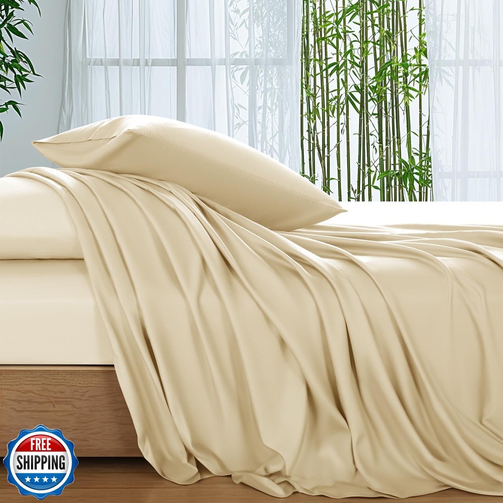 SONORO KATE Bamboo Viscose King Size Sheets Ultra Breathable Soft Cooling  