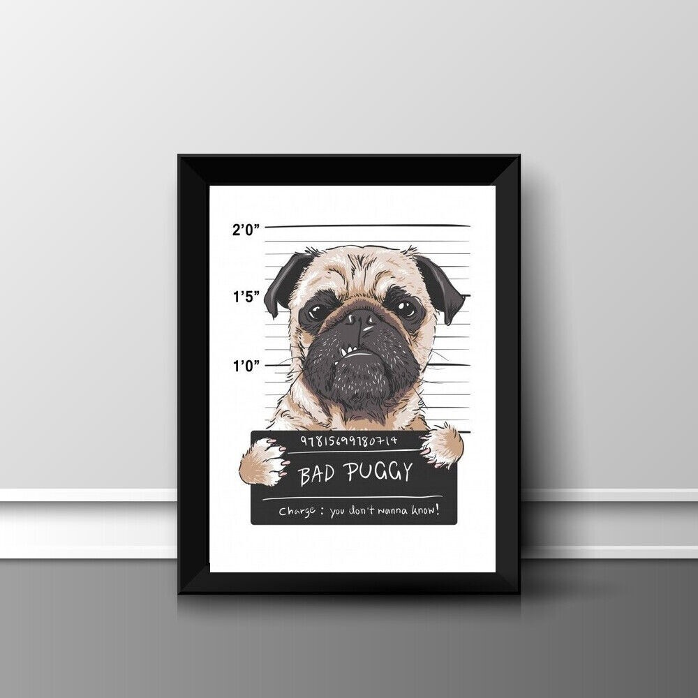 PUG DOG PET PICTURE PRINT POSTER WALL ART HOME DECOR UNFRAMED GIFT NEW FUN
