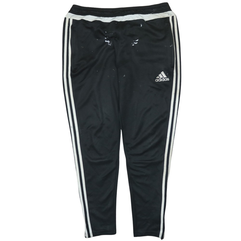 Adidas Mens Track Pants Black Climalite Side Stripe Elastic Waist Tapered M