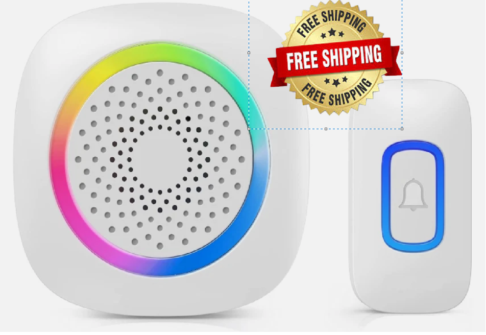 Timbre Inalámbrico 1300ft con Luz RGB 60+ Tonos Volumen Ajustable Blanco