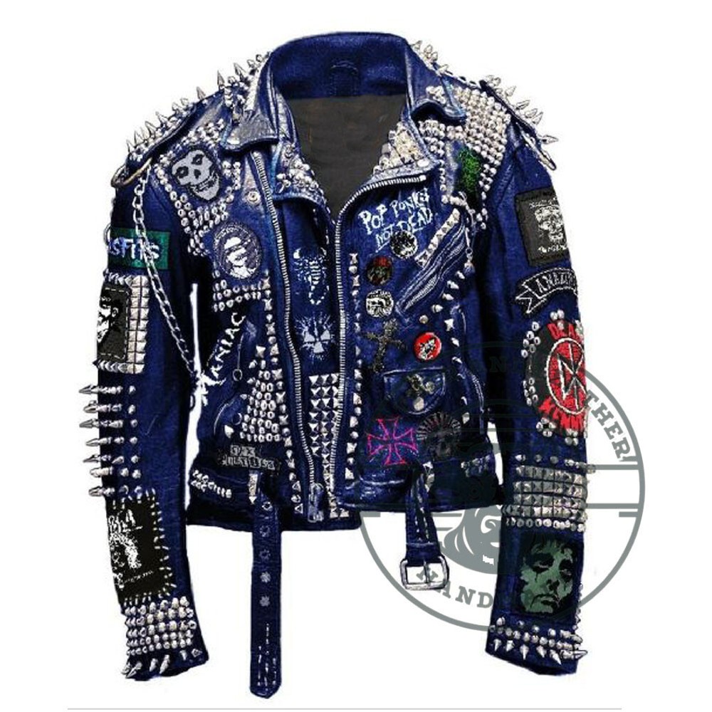 Gothic Studwork Spiked Jacket with Skull Design by Dead Kennedy