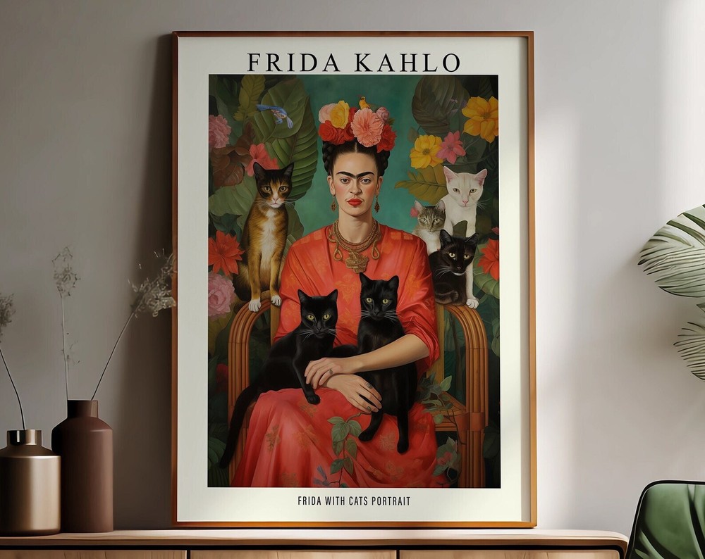 Frida Kahlo Cats And Flowers Poster Frieda Kahlo Frida Khalo Frida Kahlo Print