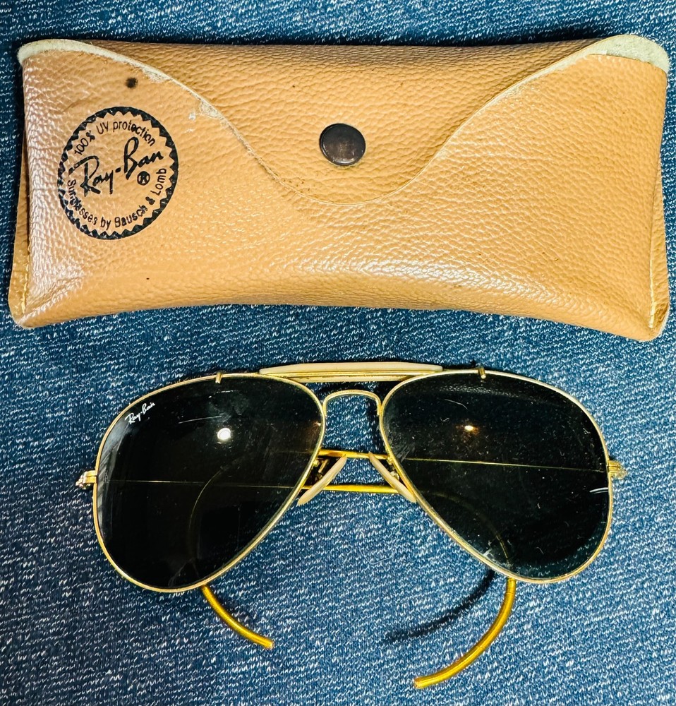 USED VINTAGE RAY BAN BAUSCH & LOMB AVIATOR SUNGLASSES W/CASE SHIPS FREE!
