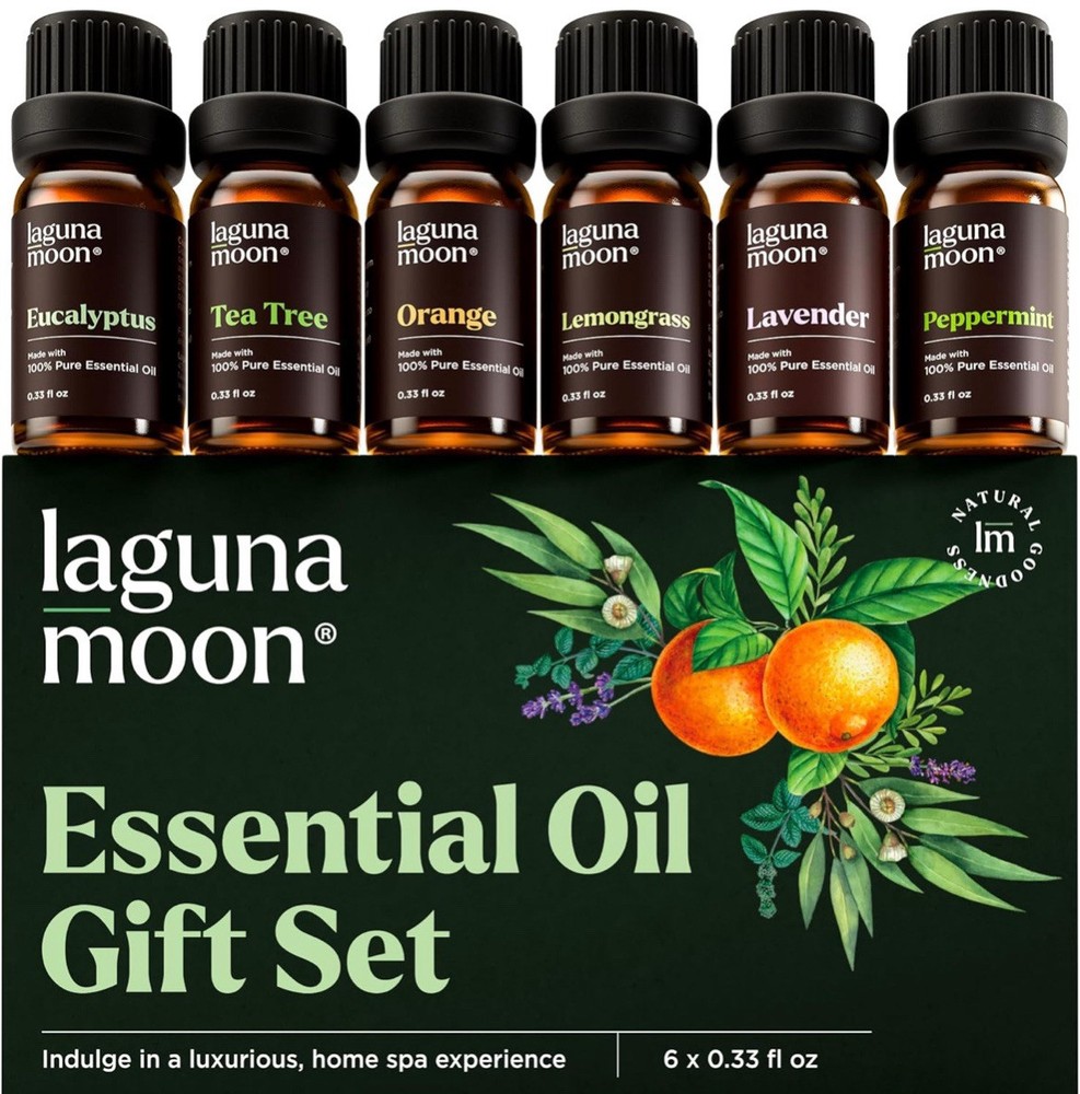 Laguna Moon Premium Essential Oils Gift Set (6 Assorted Scents), 6 X .33 Fl Oz.