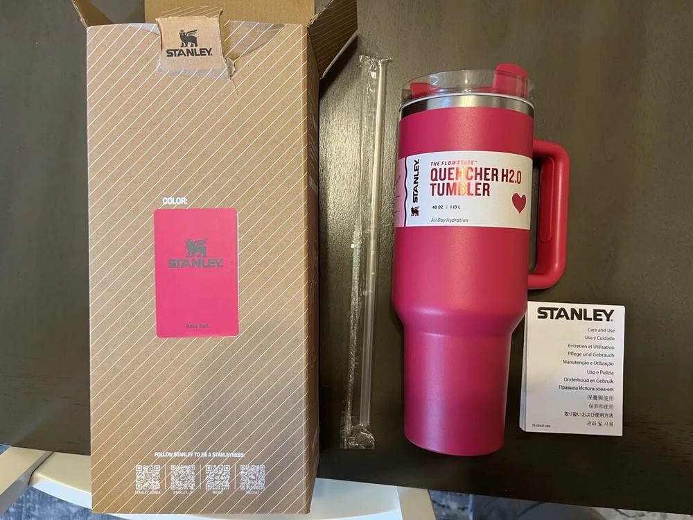 Valentines Day Gift Rose Red Stanley Cup 40 oz Quencher H2.0 Flowstate Tumbler-image