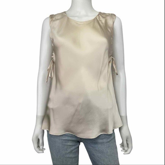 Amanda Uprichard Cream 100% Silk Sleeveless Top I0371