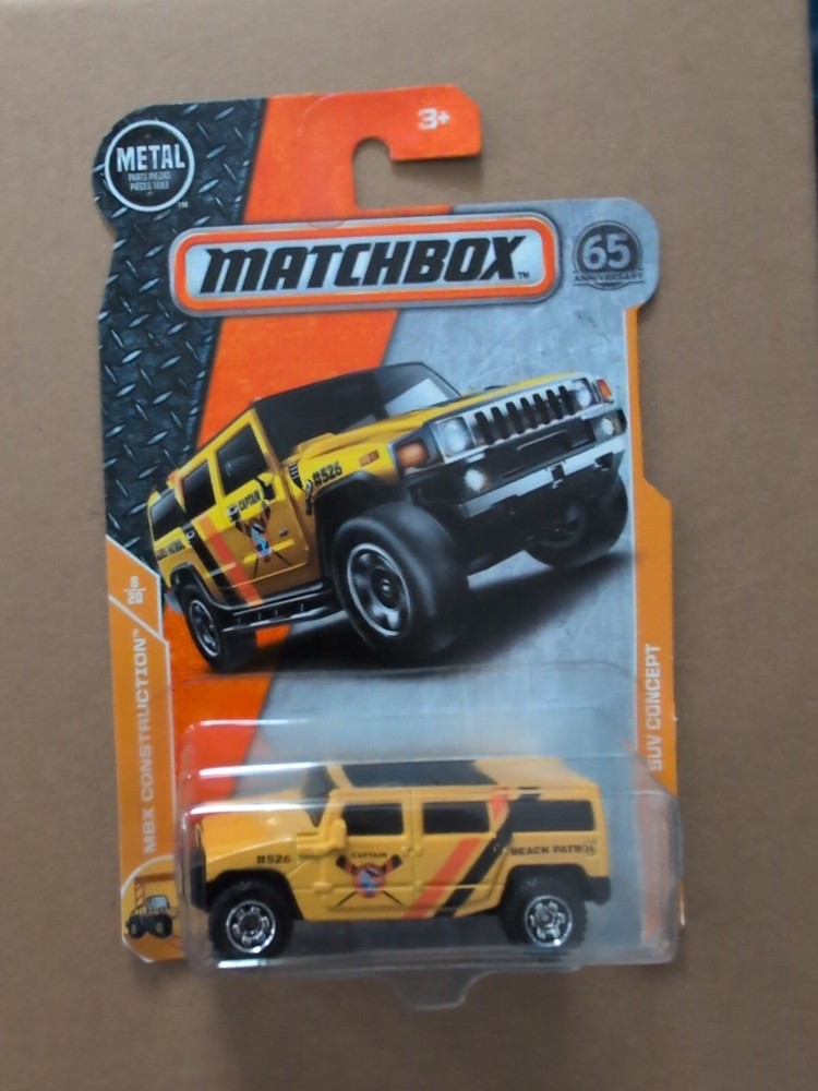 MATCHBOX 8/20 MBX Construction HUMMER H2 SUV CONCEPT Yellow Short Card NIP