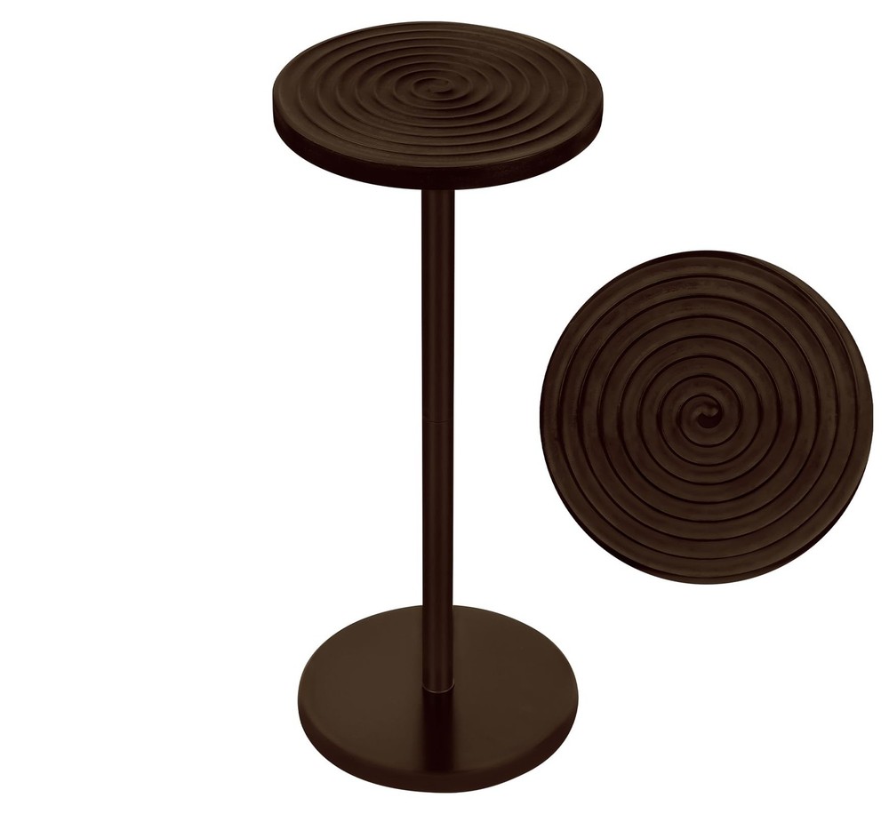 Black Wood Round Pedestal Side Table 10.24 Inch Drink Stand