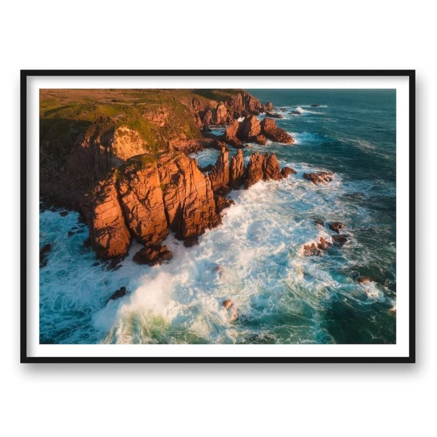 Coastal Print | Phillip Island Sunset Print, Aerial photography coastal poster