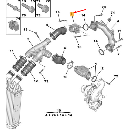 CITRO�N C3 MK3 SX Intercooler Air Duct End Piece 0345G8 New Genuine