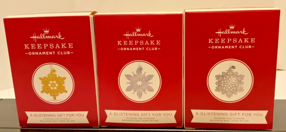2018-2020 Hallmark Keepsake Club Glistening Gift Ornament Set of 3