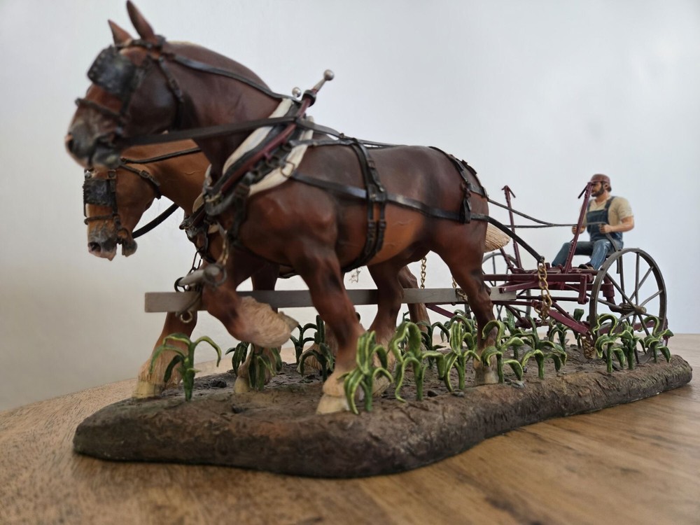 Danbury Mint Tending The Crops Farmer Horse Tiller Detailed Figurine RARE Piece