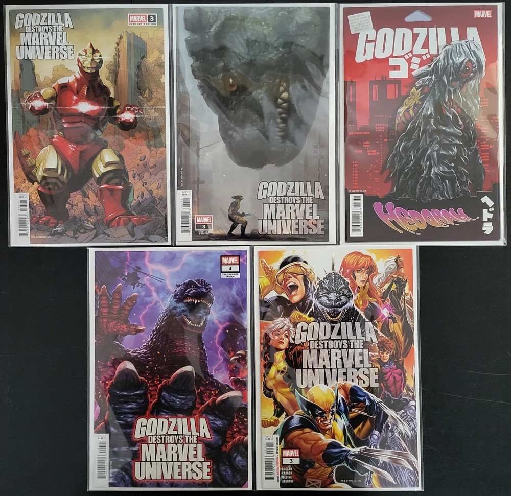 Godzilla Destroys The Marvel Universe #3, Lot of 5 Standard Covers, NM/Better