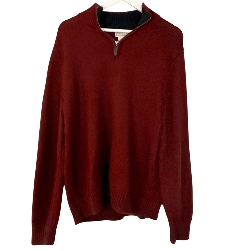 L.L. Bean maroon cotton quarter zip sweater M