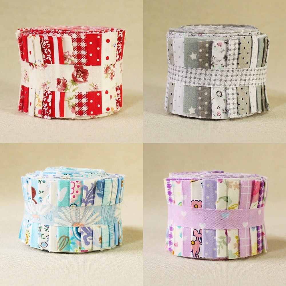 20 Colorful Jelly Roll Cotton Fabric Strips for Quilting Sewing DIY Patchwork