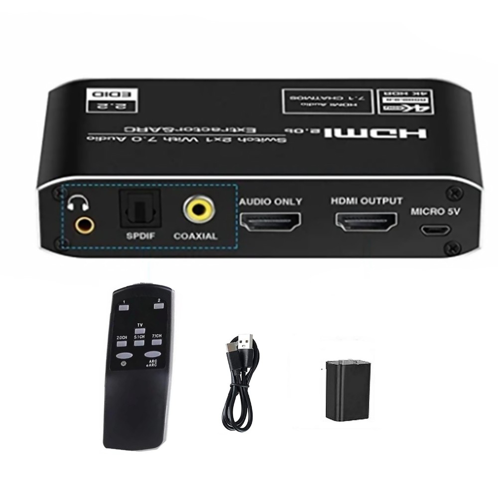 4K 60Hz HDMI 2.0b Audio Extractor Switch 2-in-1 Out with eARC & Toslink for TV