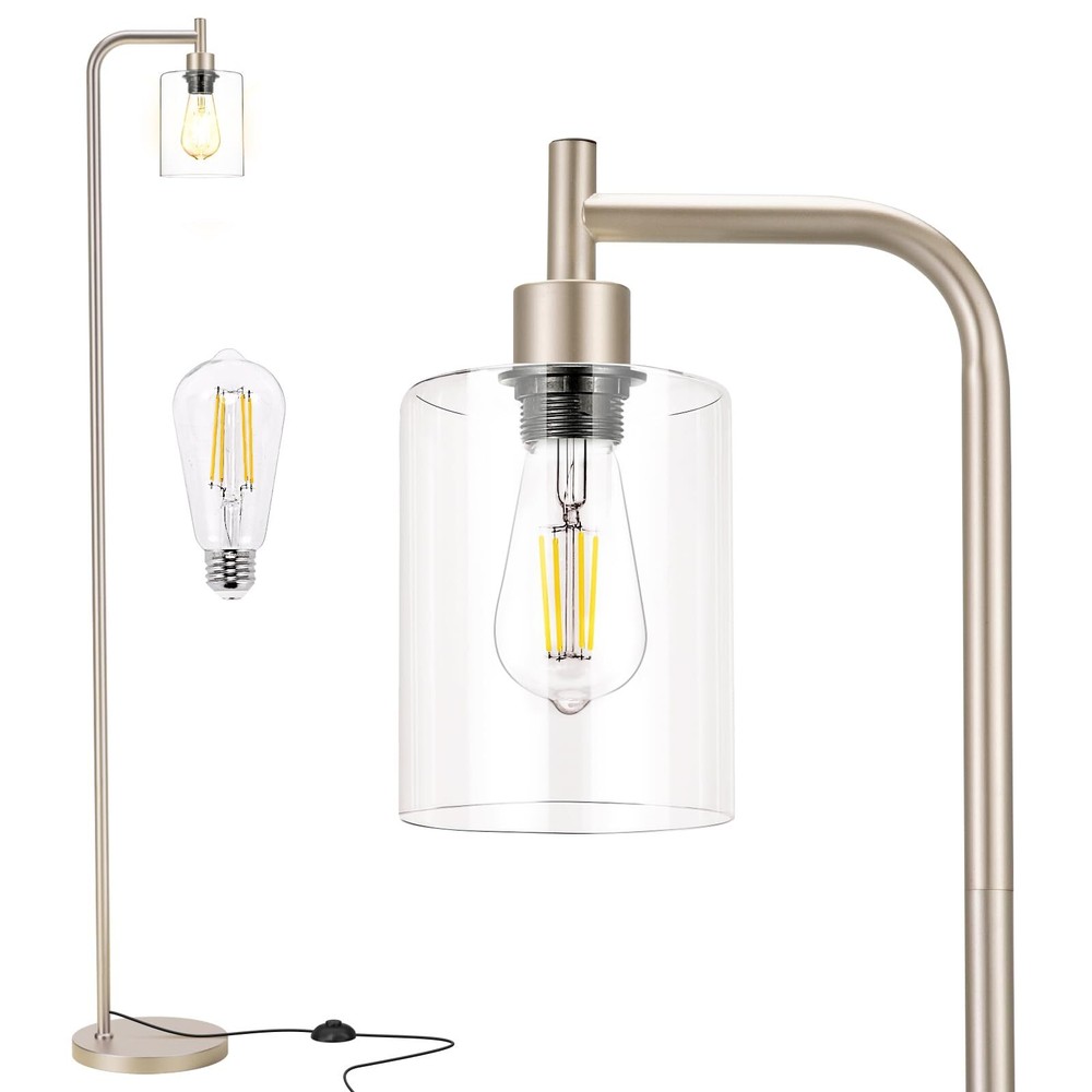 Floor Lamps for Living Room - Industrial Standing Lamp with Glass Shade, Mode...