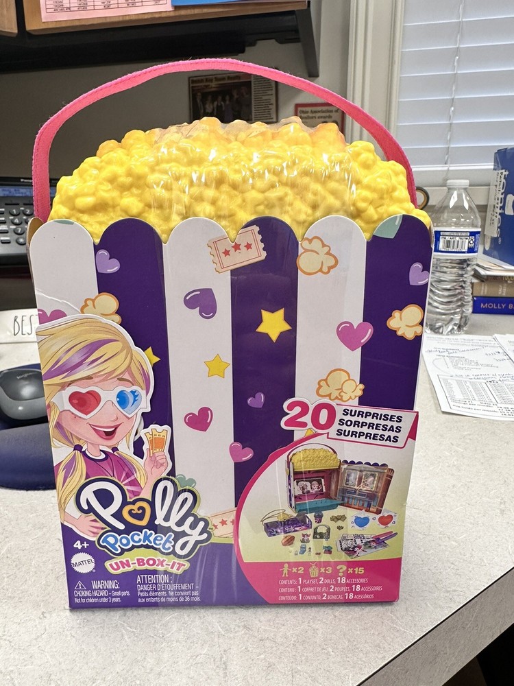 Polly Pocket Un-Box-It Popcorn Box Playset Multiple Surprises Inside
