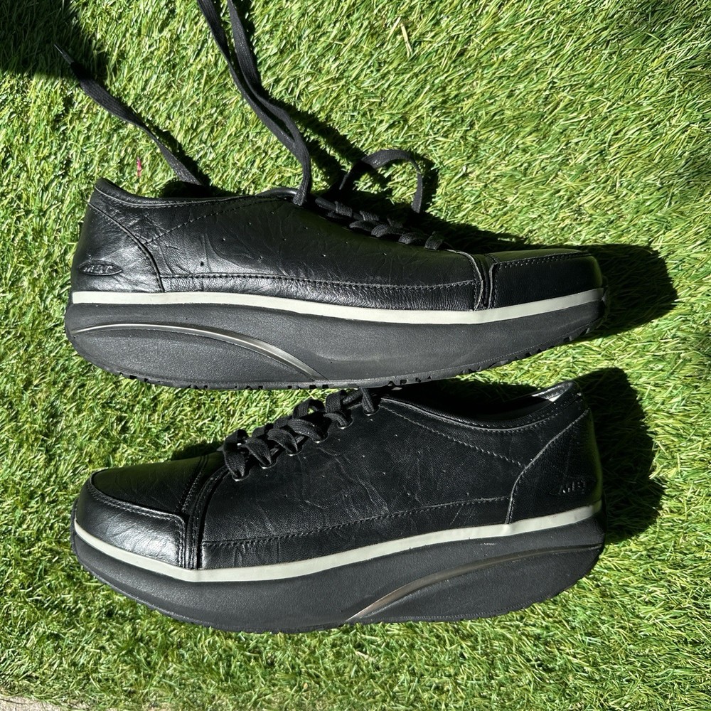 MBT Nafasi Shoes Men's Size US 8-8.5 Black Leather Sneakers Lace Up Womens Sz 10