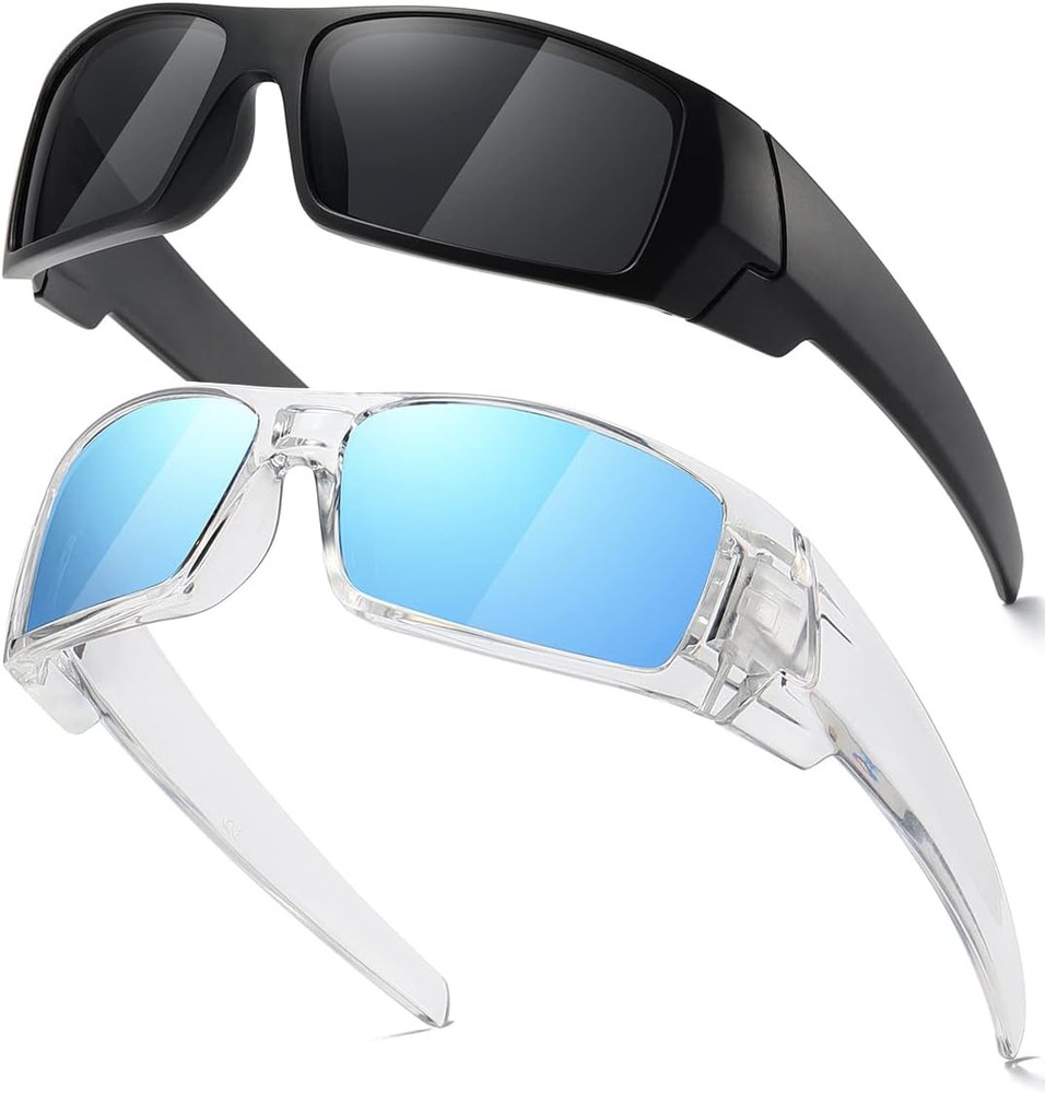 Polarized Sunglasses Men Womens Trendy Retro Black - / Clear - Tf Blue