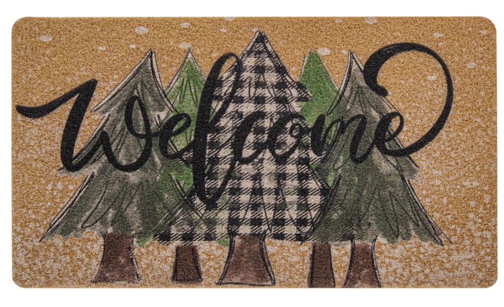 Christmas Welcome Doormat for Winter Outdoor - Snowflake Pine Artificial-Coir Do