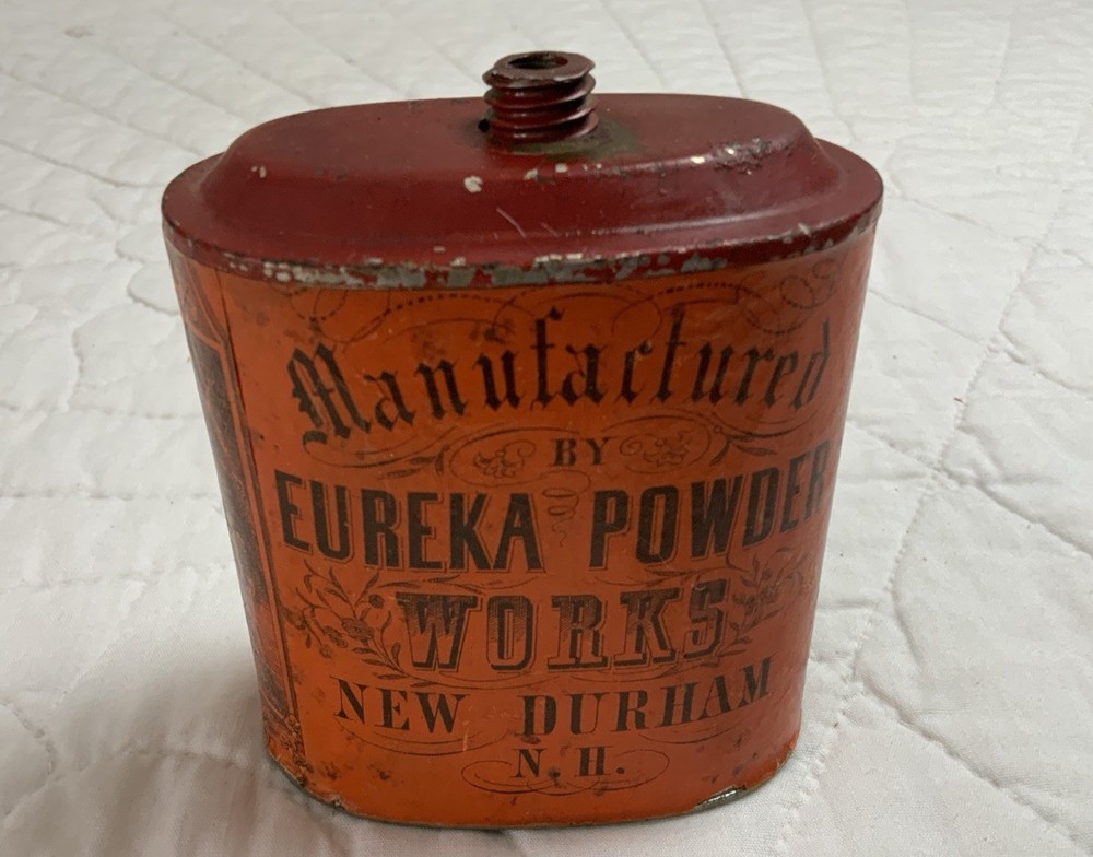 Antique Advertising Tin 1900’s, Imperial Gun Powder Eureka Powder Works, NH, Dog