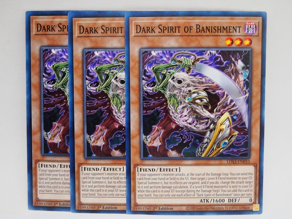 YuGiOh 3x Dark Spirit of Banishment LDS3-EN010 Common 1st Edition TCG