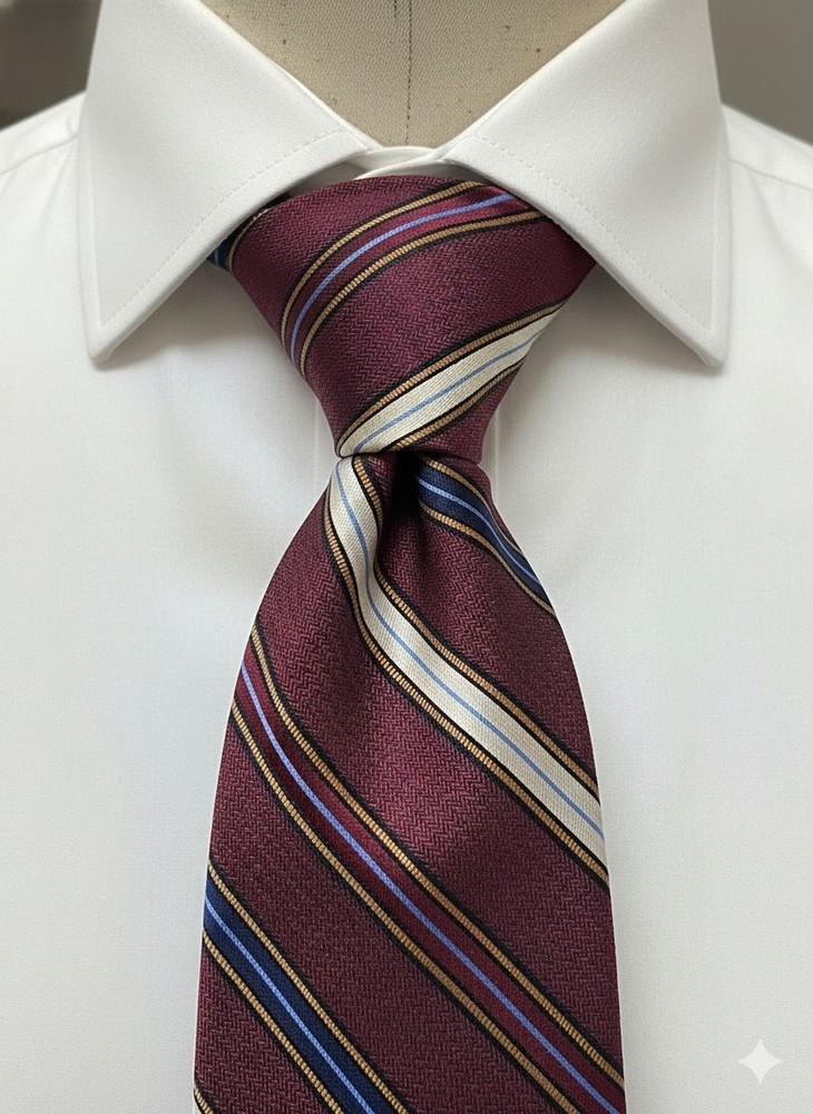 Robert Talbott Estate Luxury Silk Tie Red Burgundy Striped 3.75” Wide Hand Made