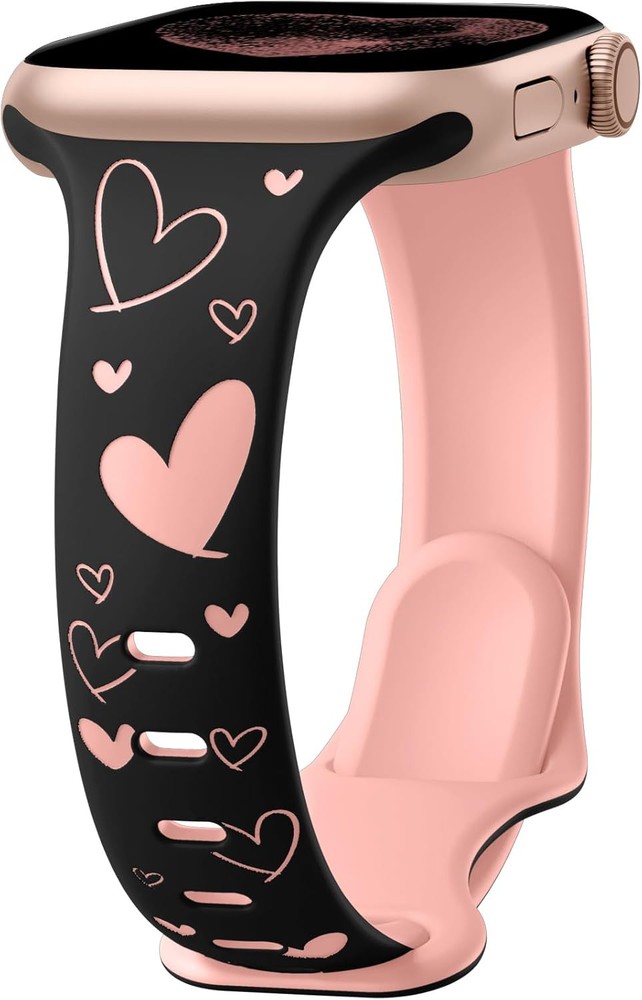 Lerobo Slim Thin Two-Tone 38mm/40mm/41mm/(42mm-Series 10), B Black/Pink