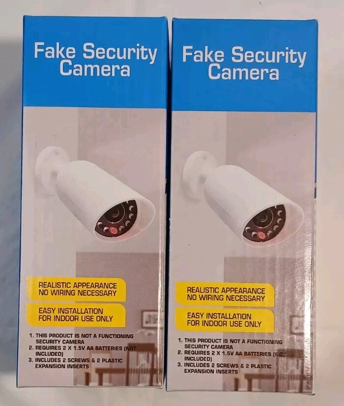 Dummy Security Camera X2 New In Box White Battery Operated Fake Decoy Cameras
