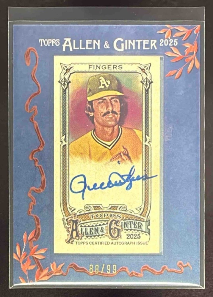 2025 Topps Allen & Ginter Rollie Fingers Blue Framed Mini Auto Autograph #/99