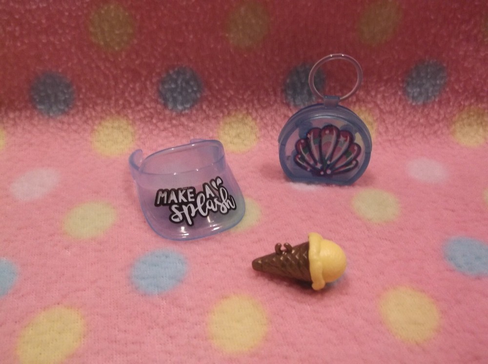 Barbie Doll Beach Tote Visor Hat & Ice Cream Cone Accessory Set! Mattel New!