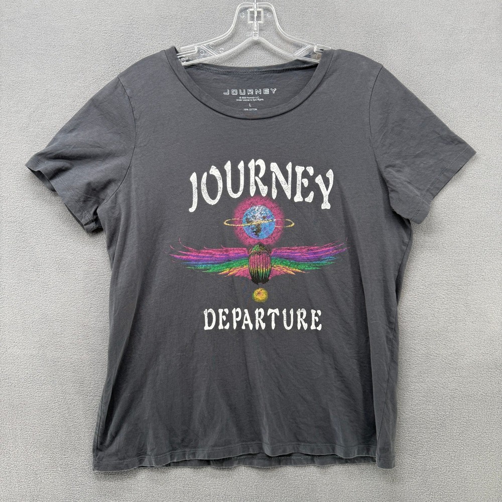 Journey T-Shirt Departure Band Tee Womens Large Charcoal Gray Cotton Graphic