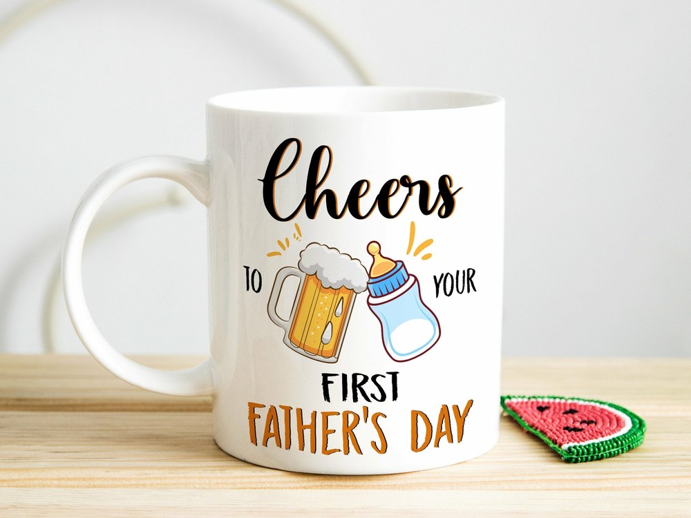 Personalized Cheers To Your First Fathers Day Mug Funny Fathers Day Gifts Baby