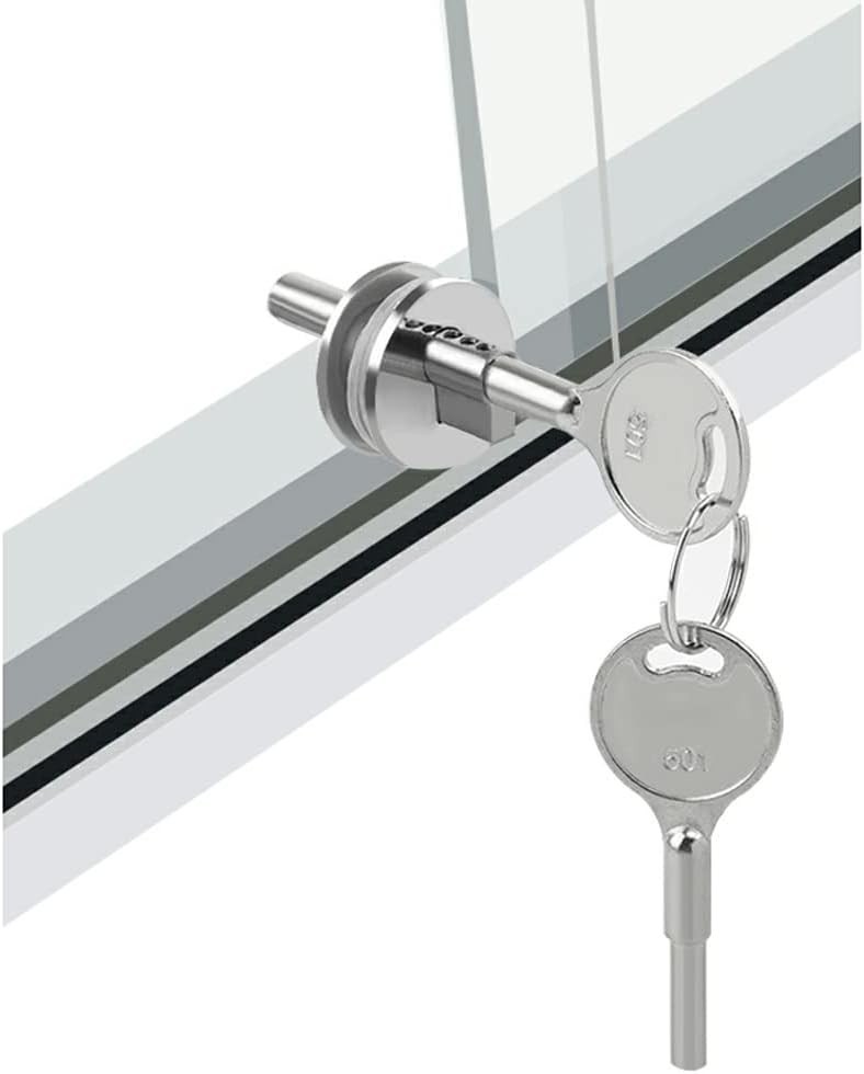 Secure Glass Sliding Door Lock with Key Display Case for Commercial Use